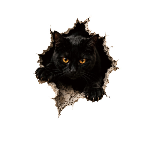 万圣节破墙而出3D墙贴（黑猫）