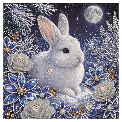 AMZ 白兔雪景钻石装饰画 高清印刷独立组合色彩舒适舒缓 其他玩具