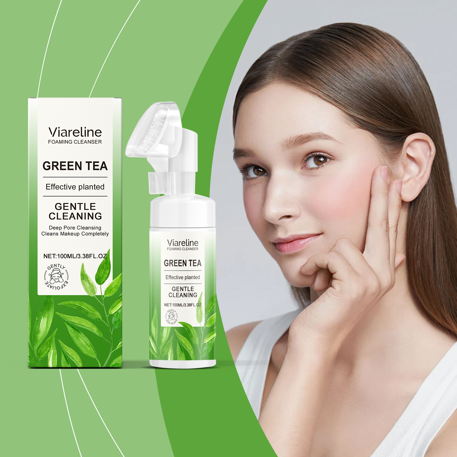 viareline-green-tea-foam-cleanser-mild-ingredients-deep-clean-pores-refreshing-cleanser-without-greasy