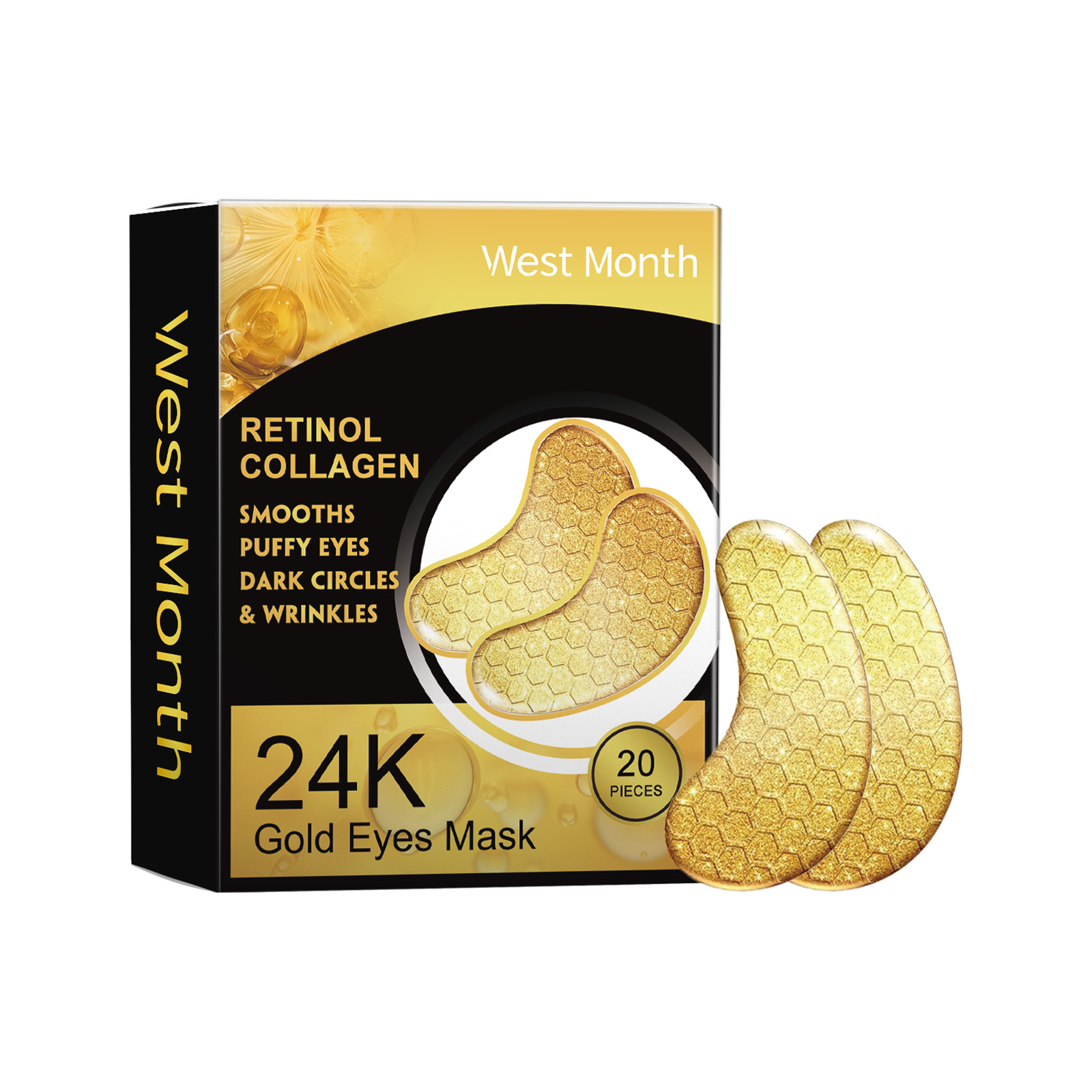 West&Month Gold Eye Masks: Firm Eye Contour, Smooth Fine Lines, Restore Youthful Eyes