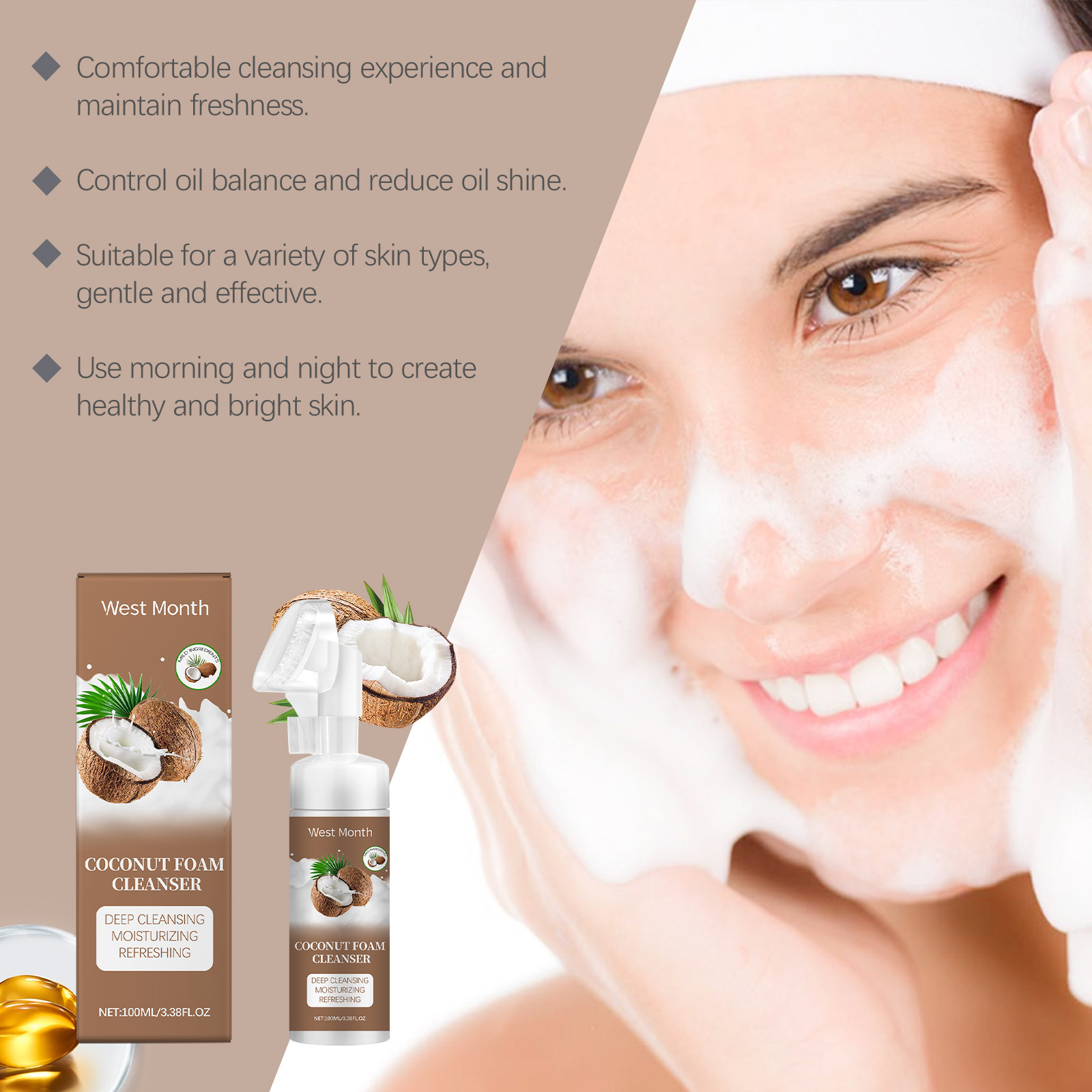 west-month-coconut-foam-cleanser-gentle-pore-cleanser-refreshing-moist-cleanser