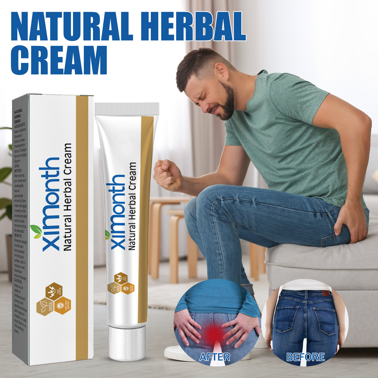 Ximonth Hemorrhoid Care Cream Relives Perianal Discomfort, Eliminates Meat Ball And Relives Hemorrhoid Anus And Relives External Herbal Care Cream 4