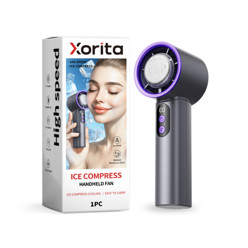 Xorita 罗兰灰冰敷手持风扇 手持便携式小型桌面充电涡轮迷你风扇