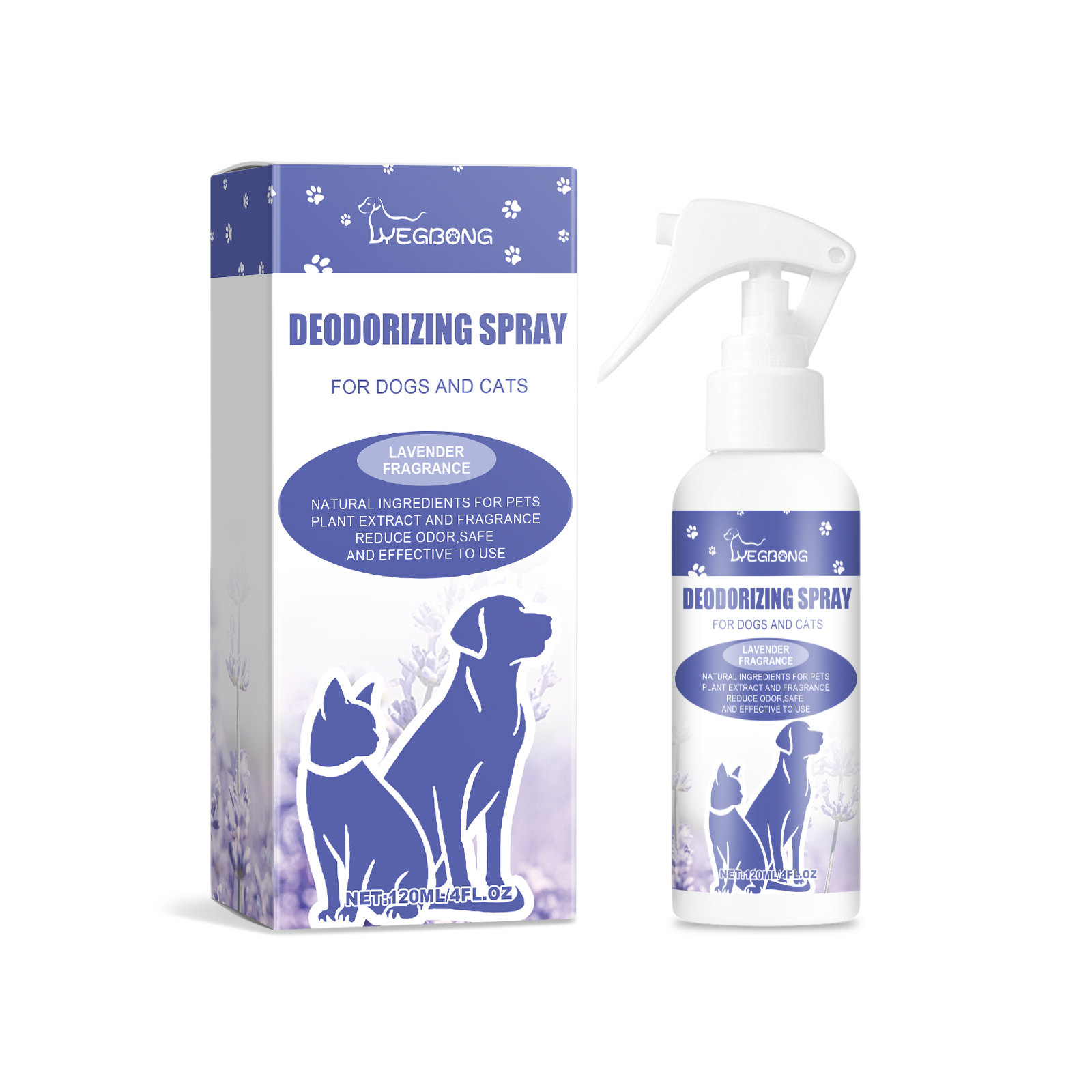 Yegbong Pet Deodorizing Spray - Lavender Scent, Long-Lasting Freshness