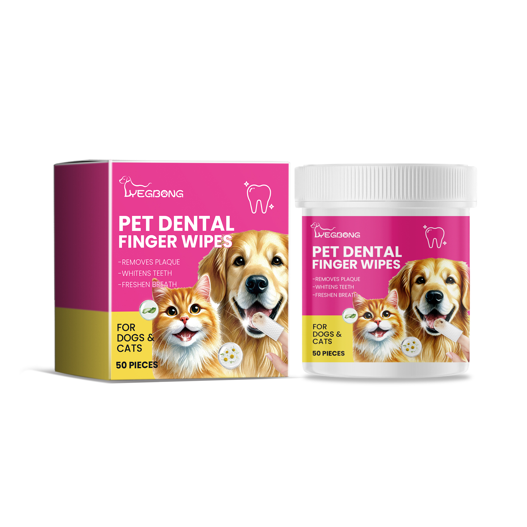 Yegbong Pet Tooth Cleaning Finger Wipes, Cat And Dog Teeth Gum Tartar Cleaning Products