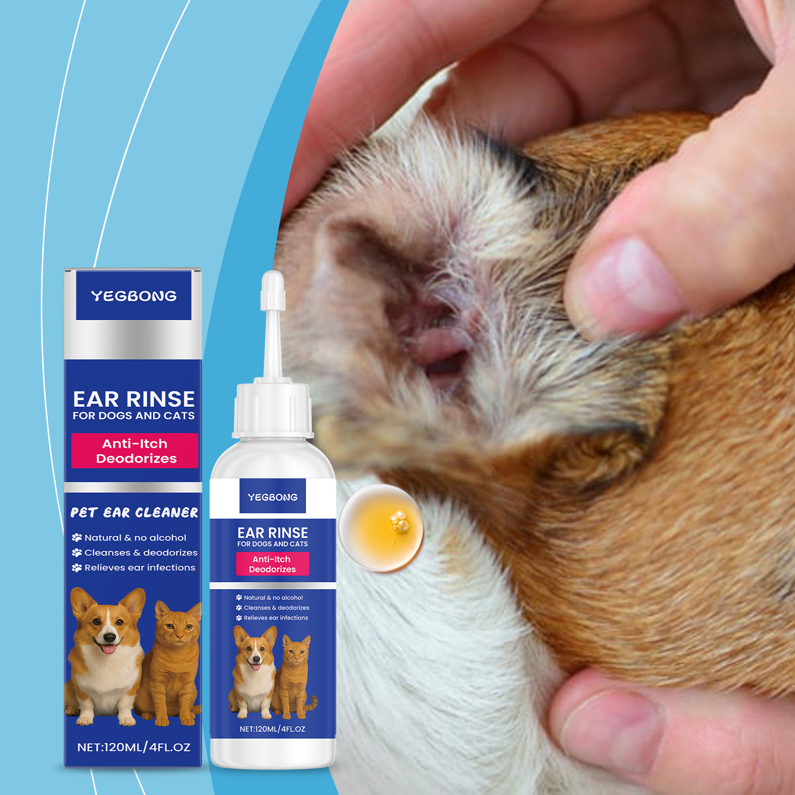 YEGBONG Pet Cleaner Daily Care For Pets Relieves Ear Discomfort Gentle Earwax Cleaning_voghion.com