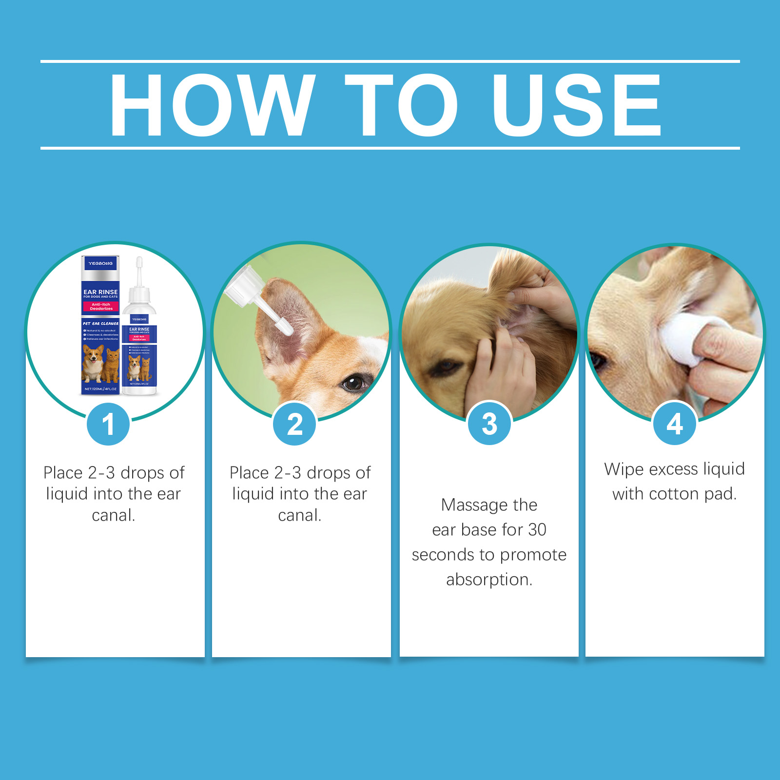 YEGBONG Pet Cleaner Daily Care For Pets Relieves Ear Discomfort Gentle Earwax Cleaning_voghion.com