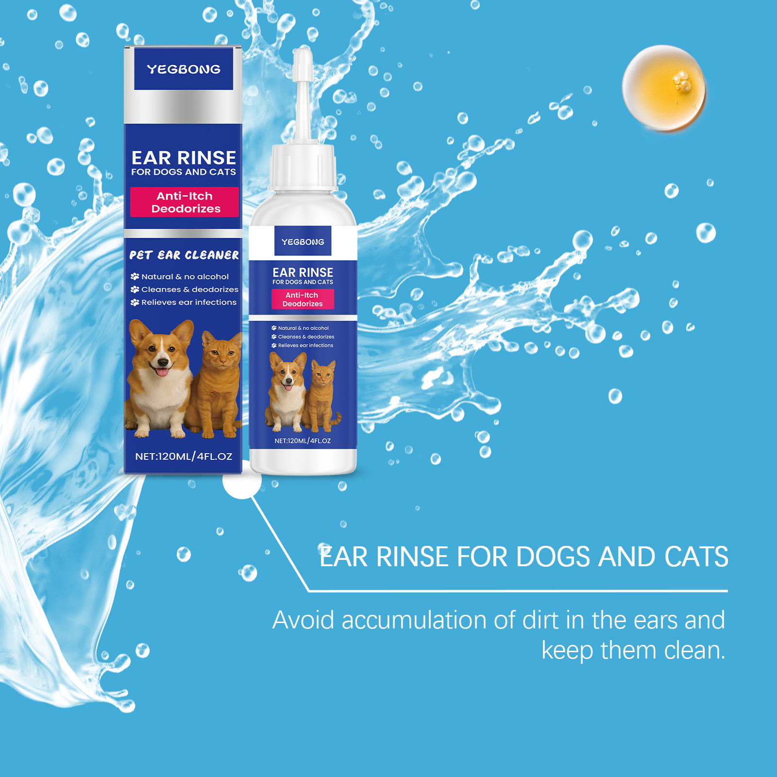 YEGBONG Pet Cleaner Daily Care For Pets Relieves Ear Discomfort Gentle Earwax Cleaning_voghion.com