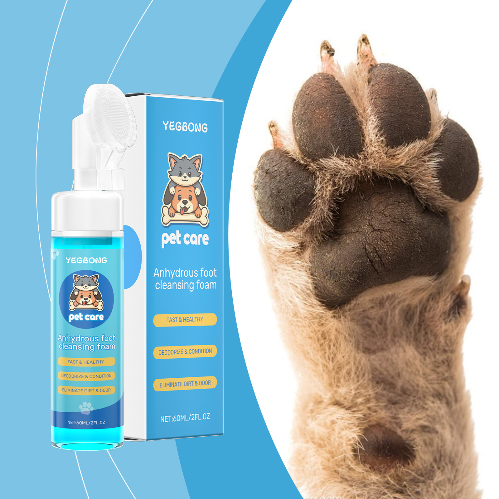Yegbong Pet Paw Foam Pad Cleaning Moisturizing Suitable For Pregnant And Young Pets Silicone Brush Head 2-in-1_voghion.com