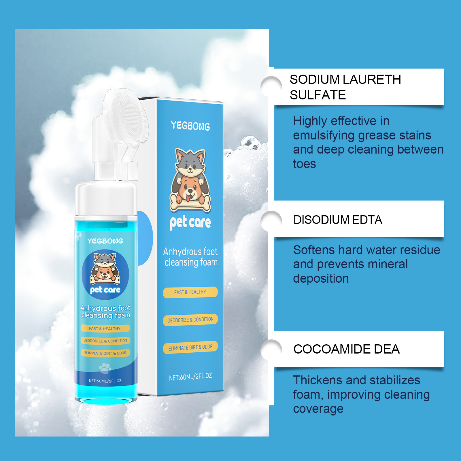 Spumă de curățare pentru lăbuțe cu perie din silicon pentru animale_voghion.com