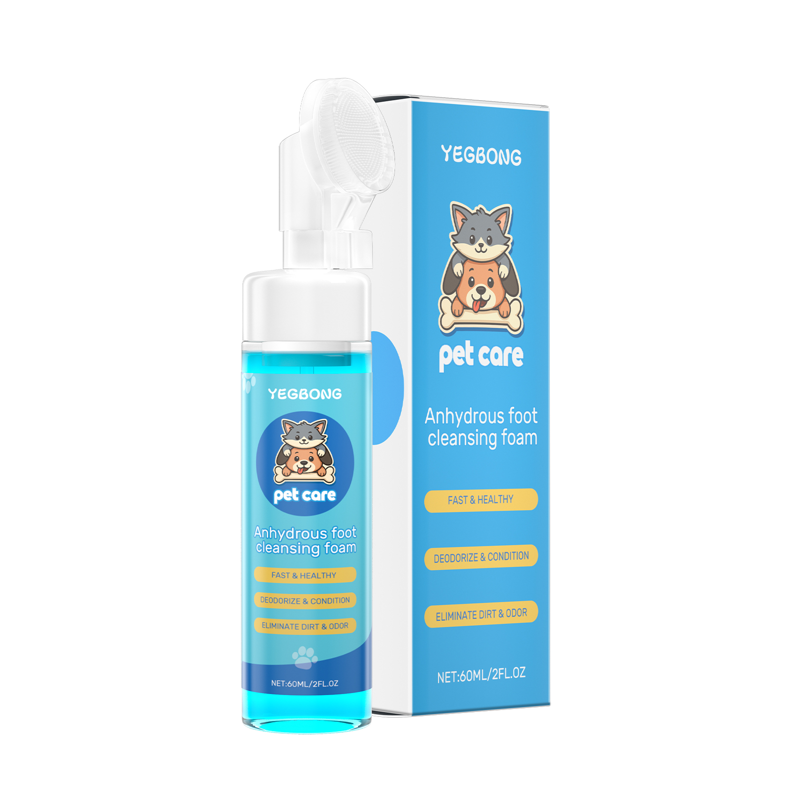 Yegbong Pet Paw Foam Pad Cleaning Moisturizing Suitable For Pregnant And Young Pets Silicone Brush Head 2-in-1_voghion.com