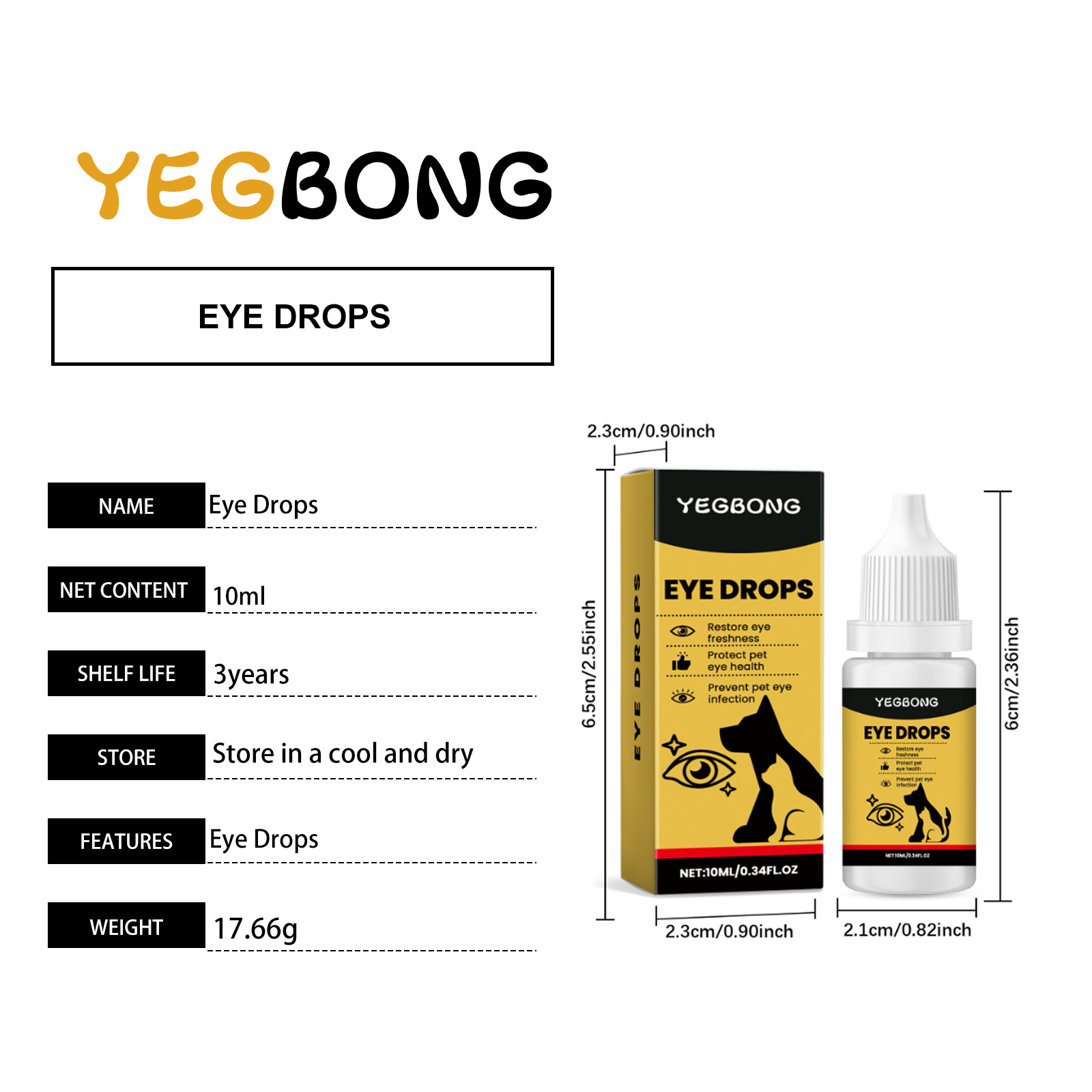 Yegbong Eye Pet Cats And Dogs General Daily Gentle Cleaning Tear Stain Secretion Care Drops_voghion.com