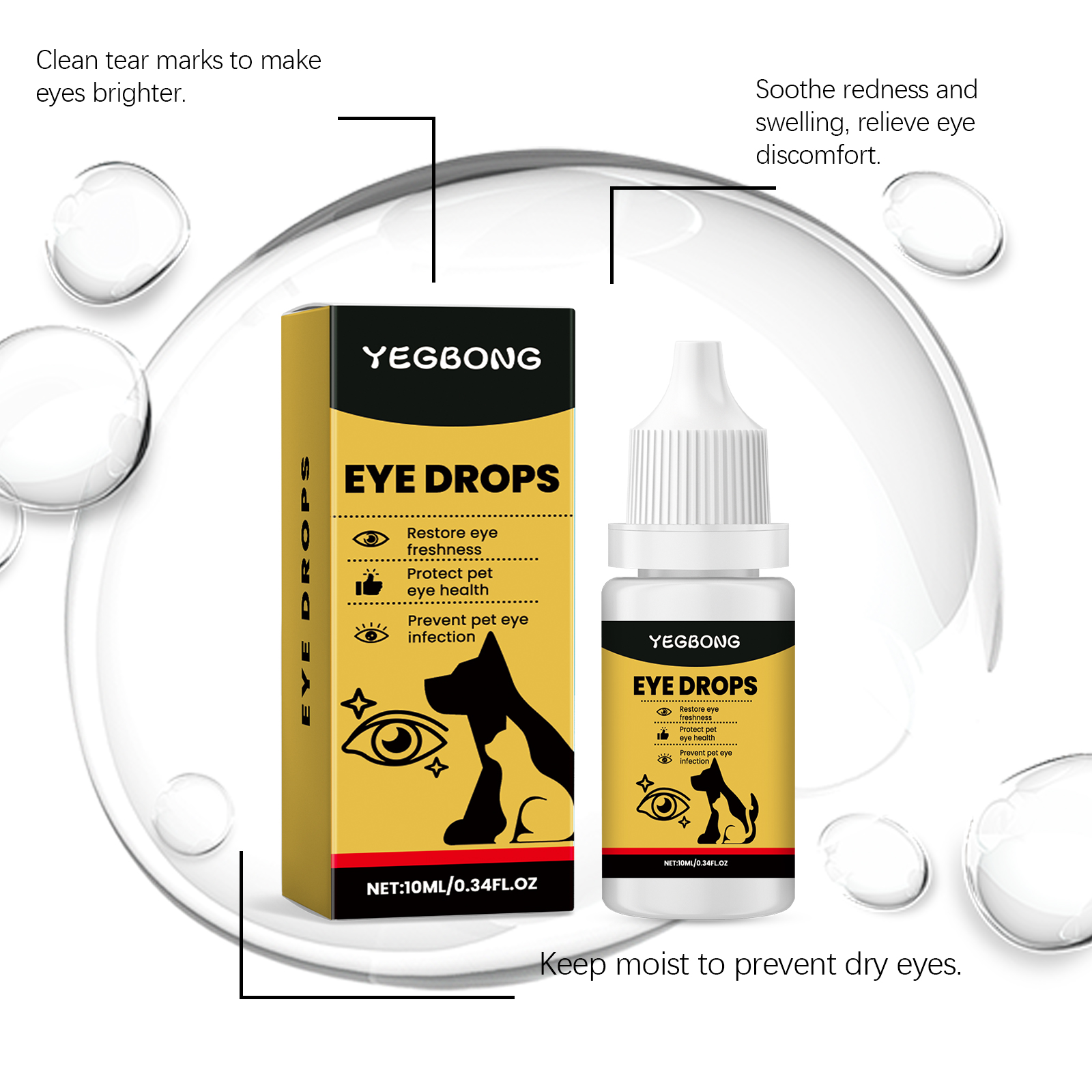 Yegbong Eye Pet Cats And Dogs General Daily Gentle Cleaning Tear Stain Secretion Care Drops_voghion.com