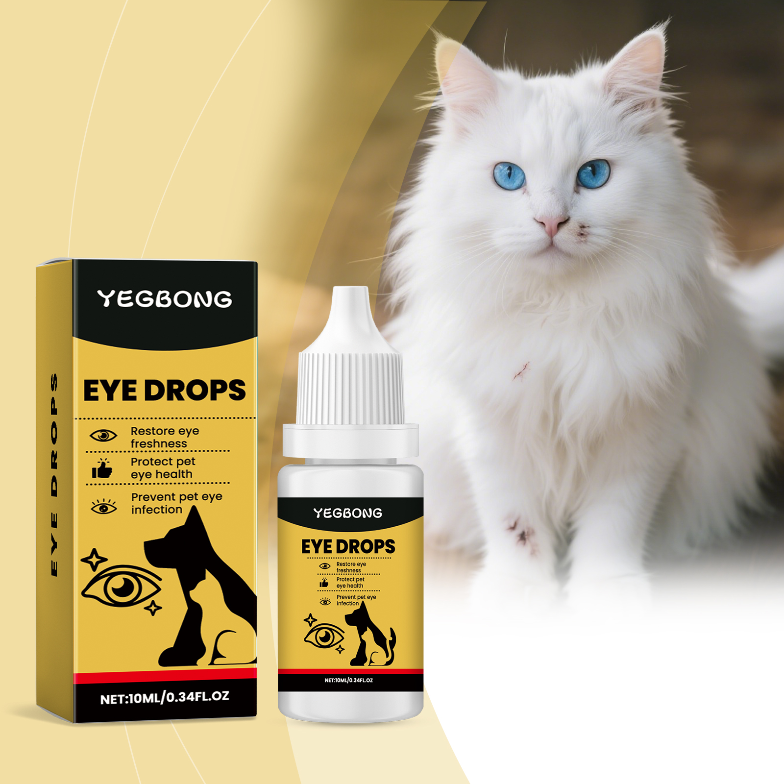 Yegbong Eye Pet Cats And Dogs General Daily Gentle Cleaning Tear Stain Secretion Care Drops_voghion.com