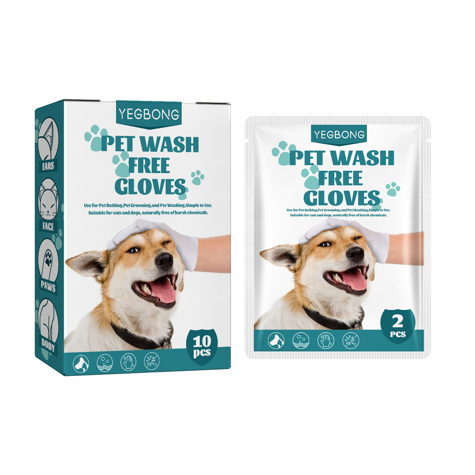 Yegbong Pet No-Rinse 10pcs Dog Cat And Deodorizing Dry Cleaning Sensory Care Gloves_voghion.com