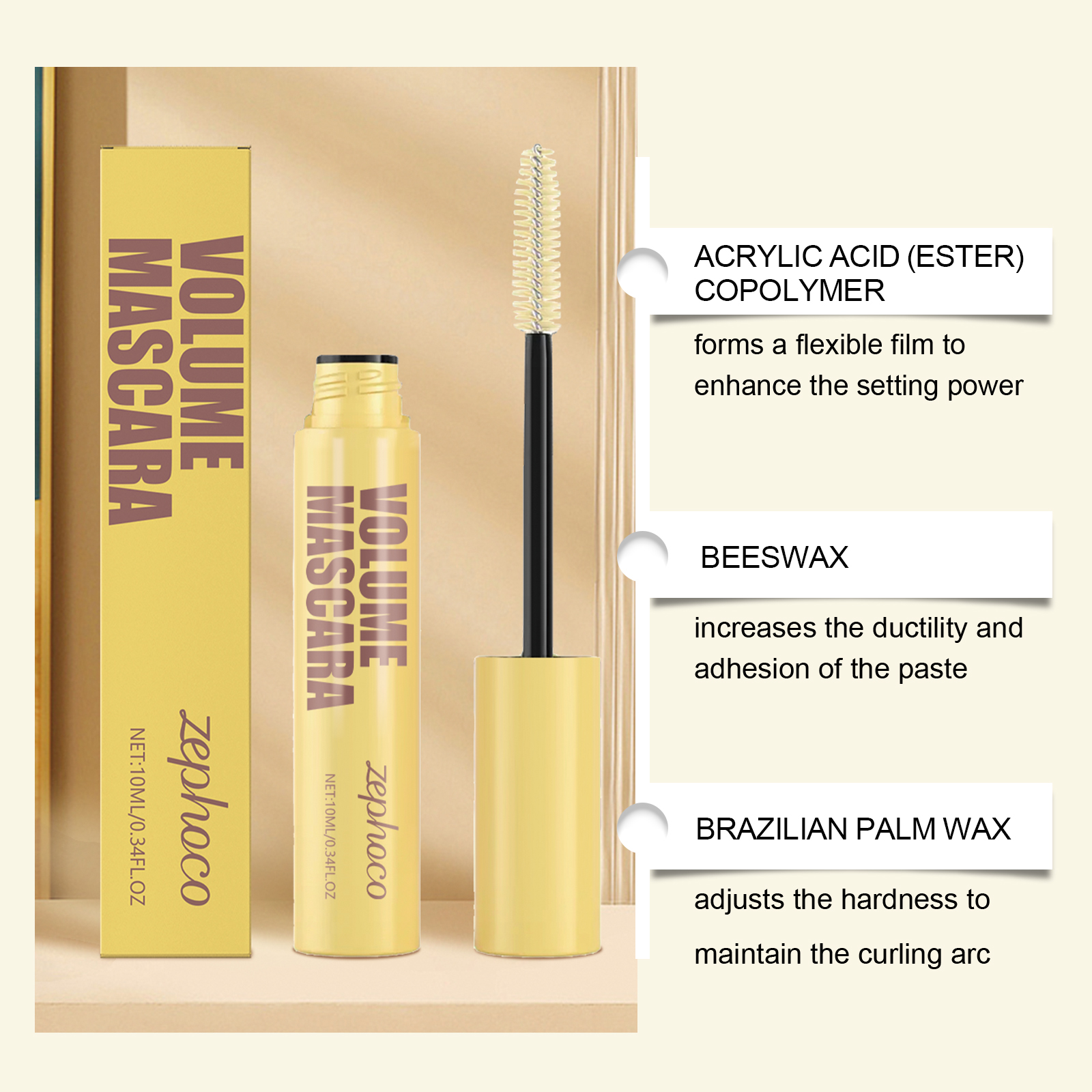 Zephoco Thick And Slender Mascara, Natural Long-lasting Formula_voghion.com