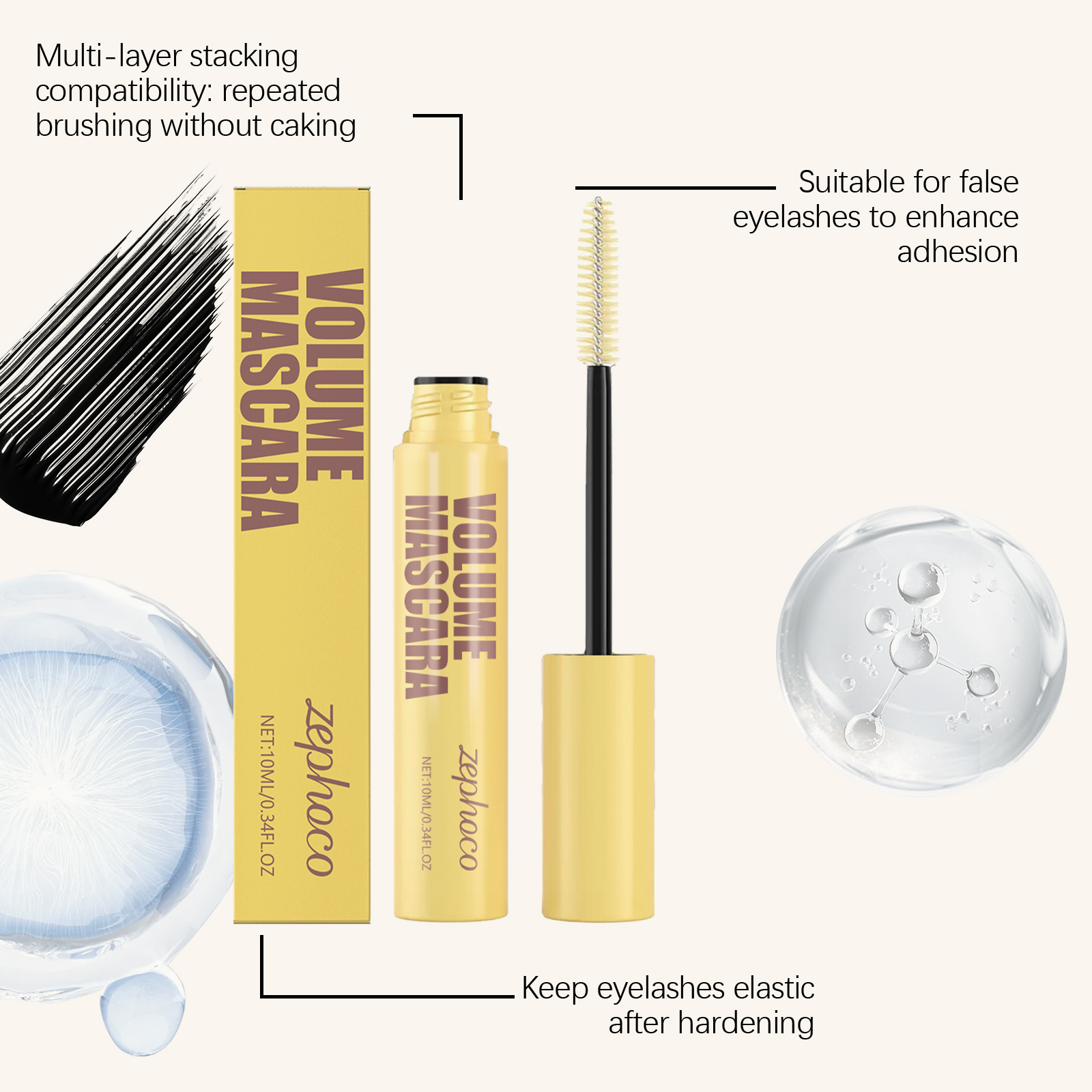 Zephoco Thick And Slender Mascara, Natural Long-lasting Formula_voghion.com