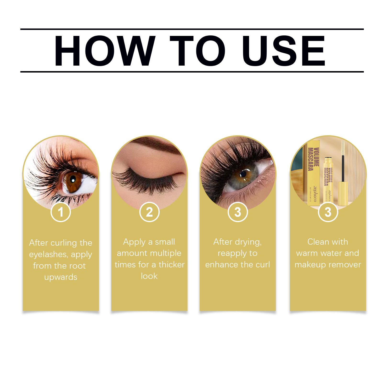 Zephoco Thick And Slender Mascara, Natural Long-lasting Formula_voghion.com