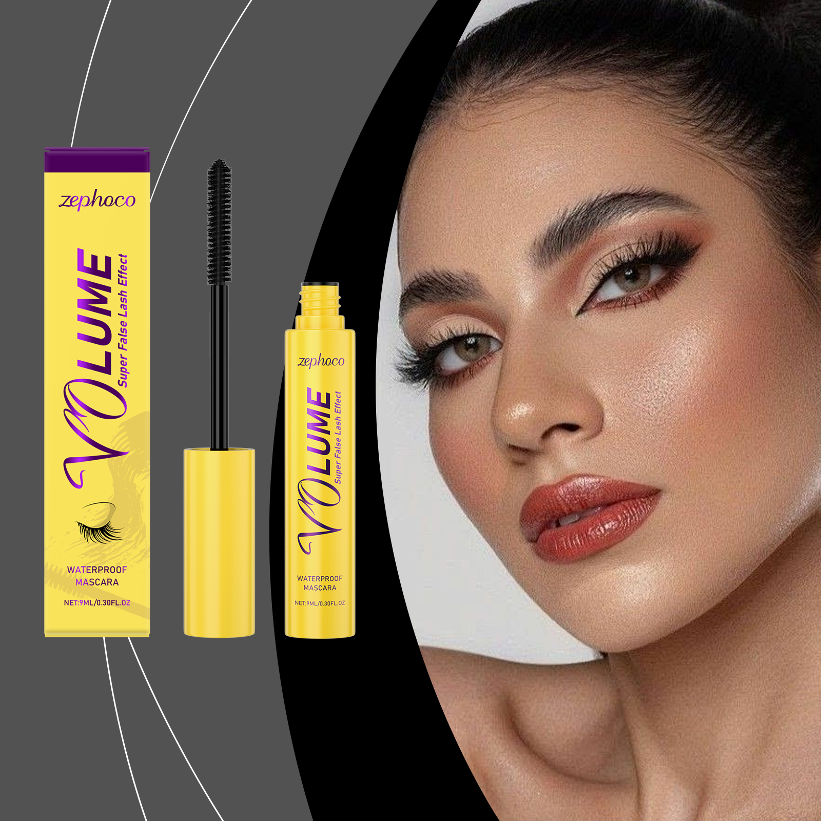 Zephoco Black Mascara Natural Curl Non-staining Daily Light Formula_voghion.com