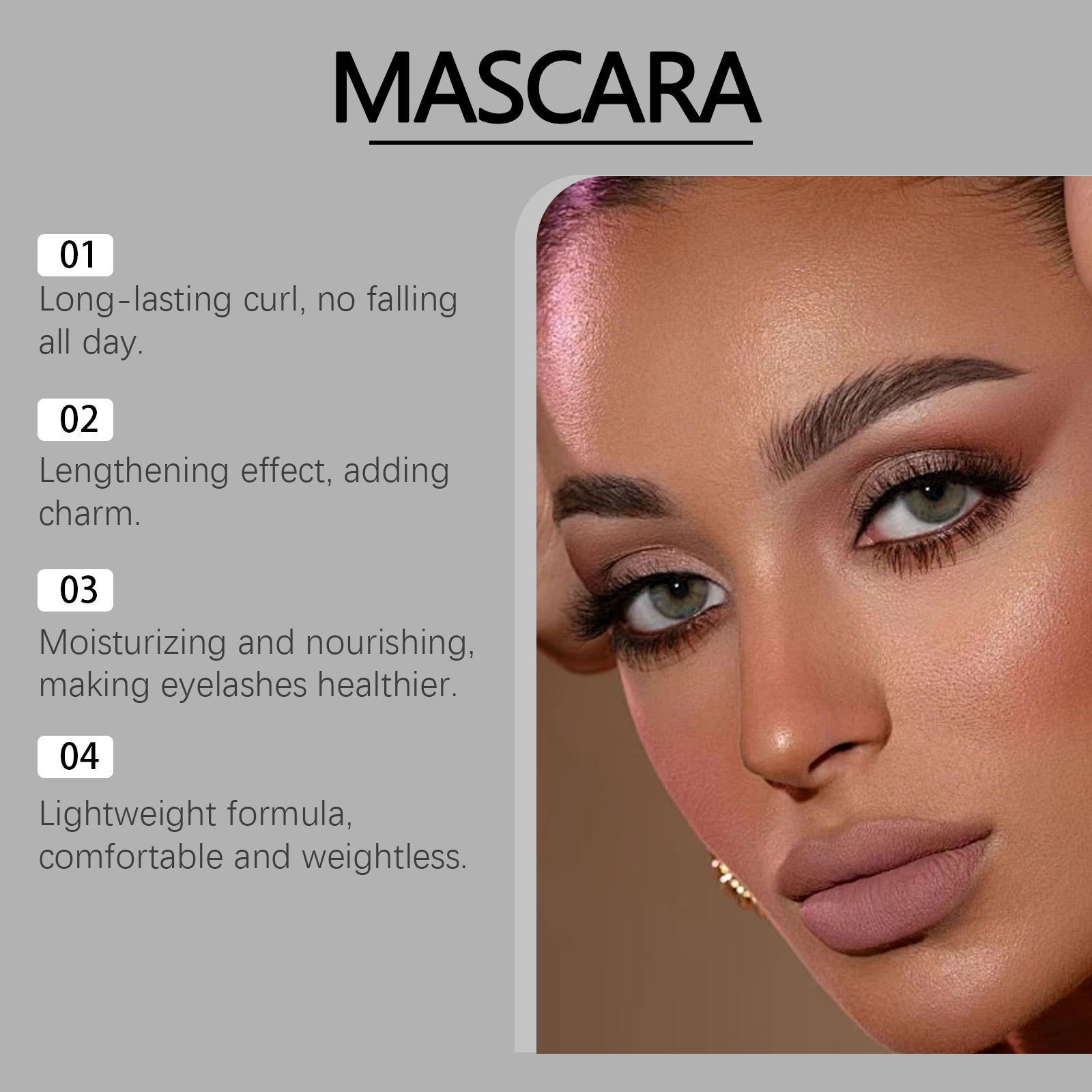 Zephoco Black Mascara Natural Curl Non-staining Daily Light Formula_voghion.com