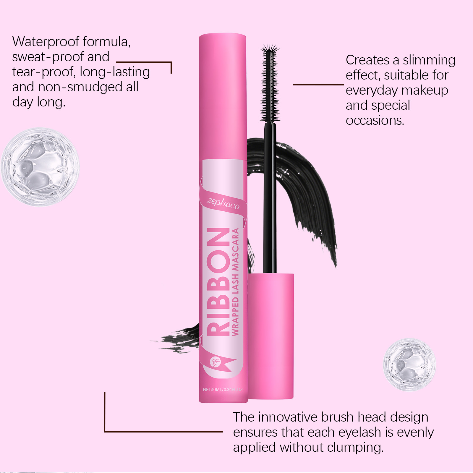 Zephoco Natural Curling Mascara Long Lasting Non Smudge Formula_voghion.com