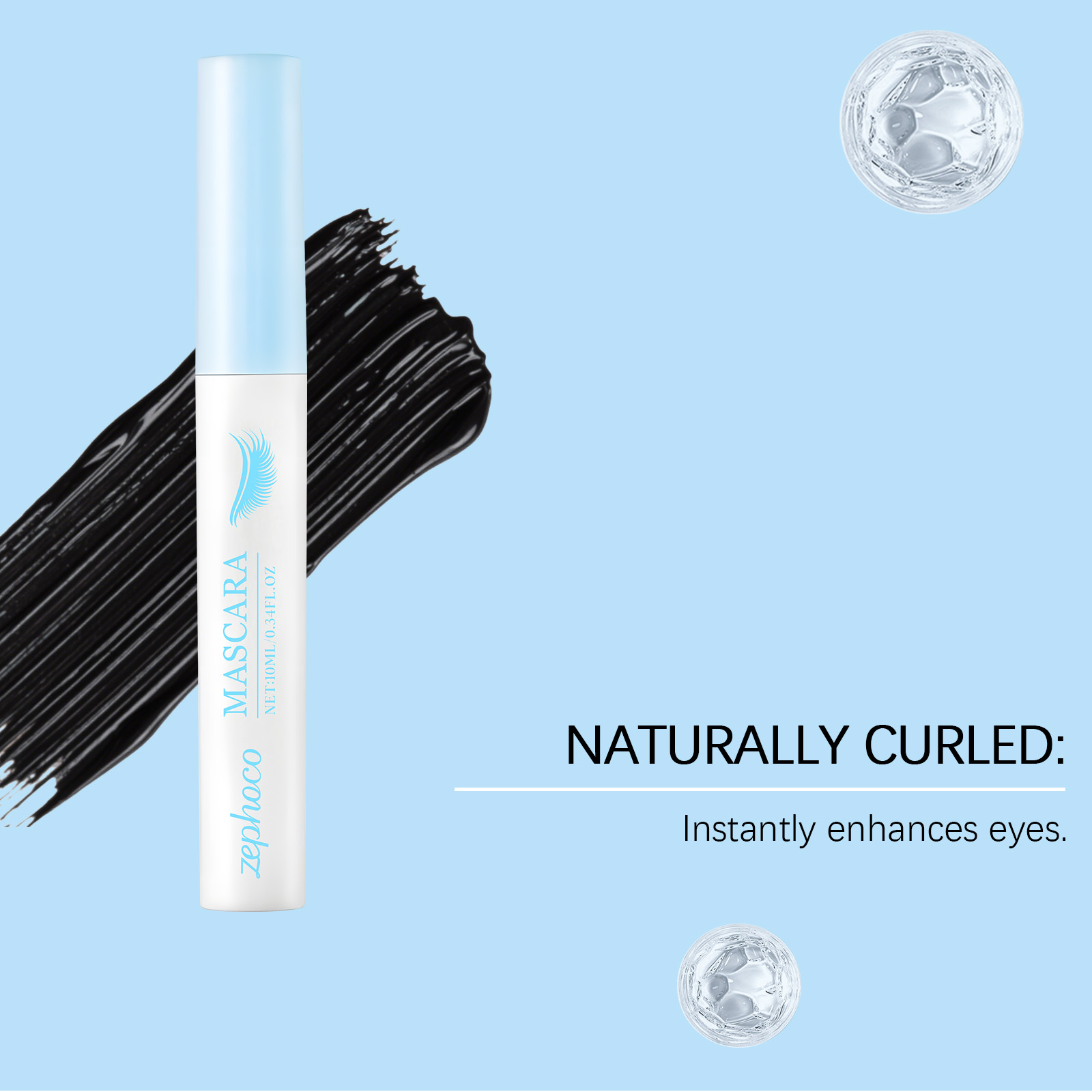 Zephoco Curling Mascara Natural Shape Long Lasting Non Smudge_voghion.com