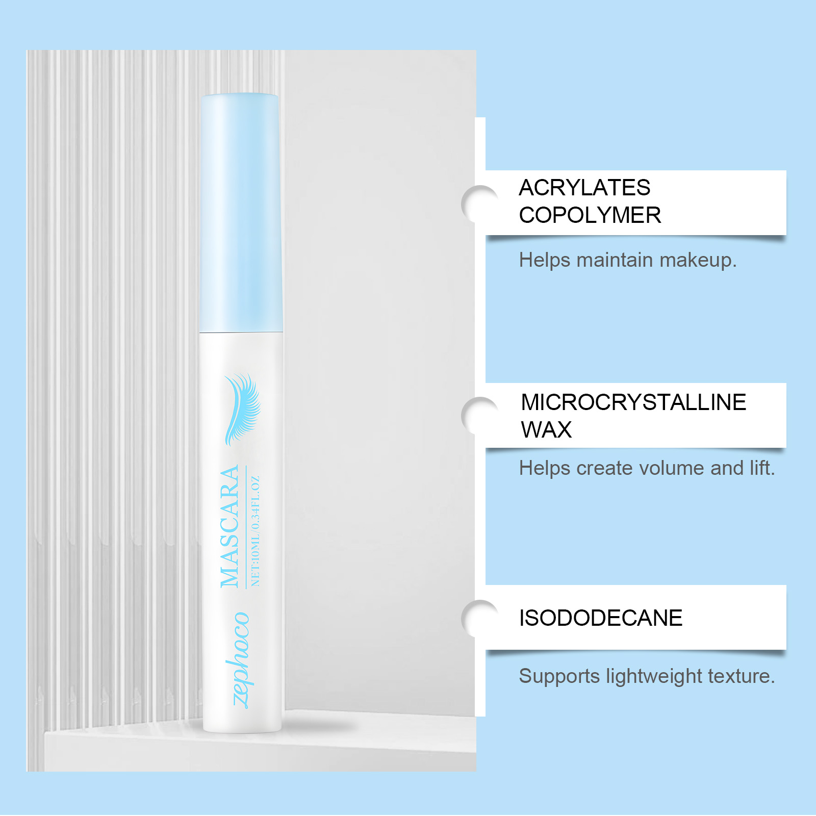 Zephoco Curling Mascara Natural Shape Long Lasting Non Smudge_voghion.com
