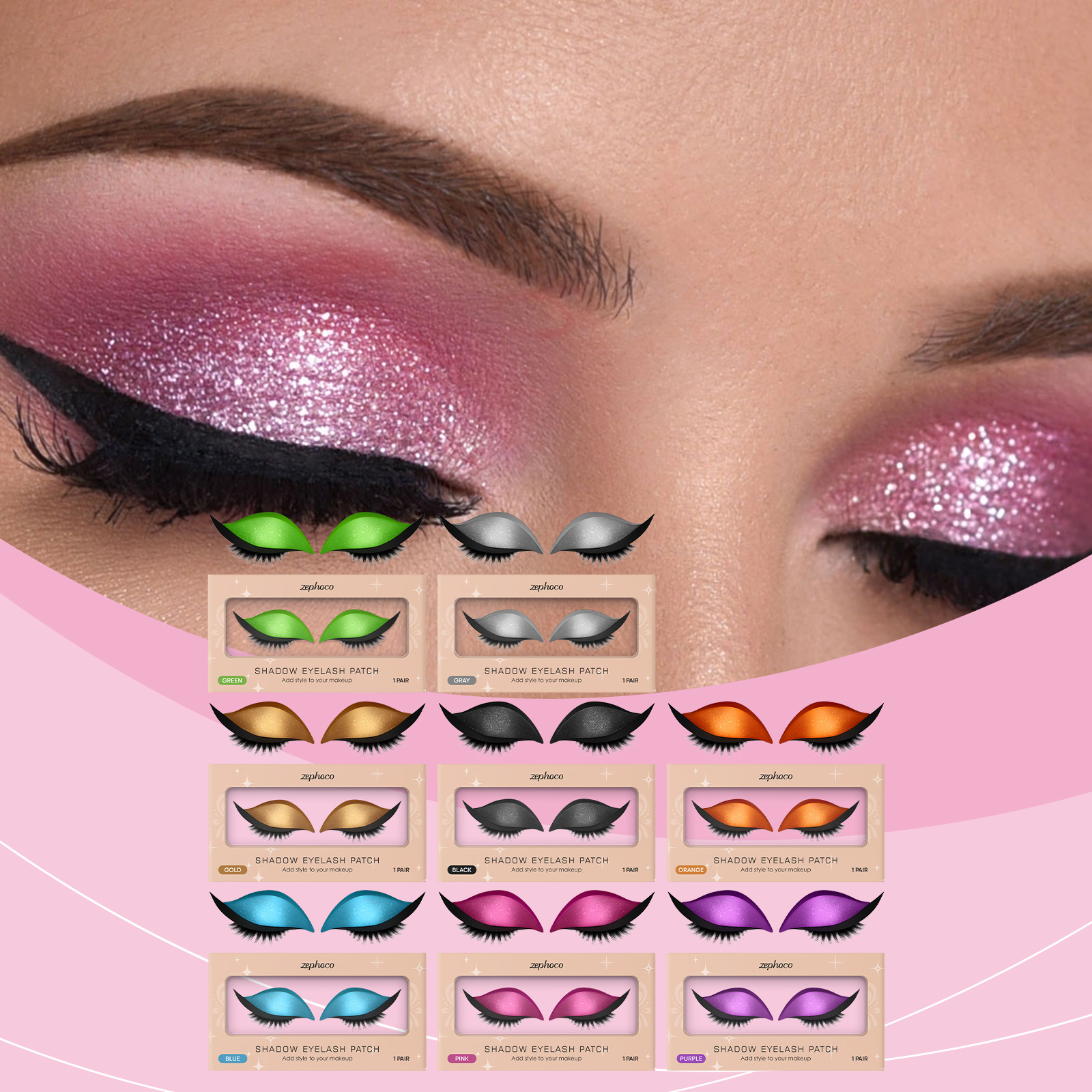 Zephoco Eyeshadow And Eyelash Stickers Portable Eye Makeup Sets_voghion.com