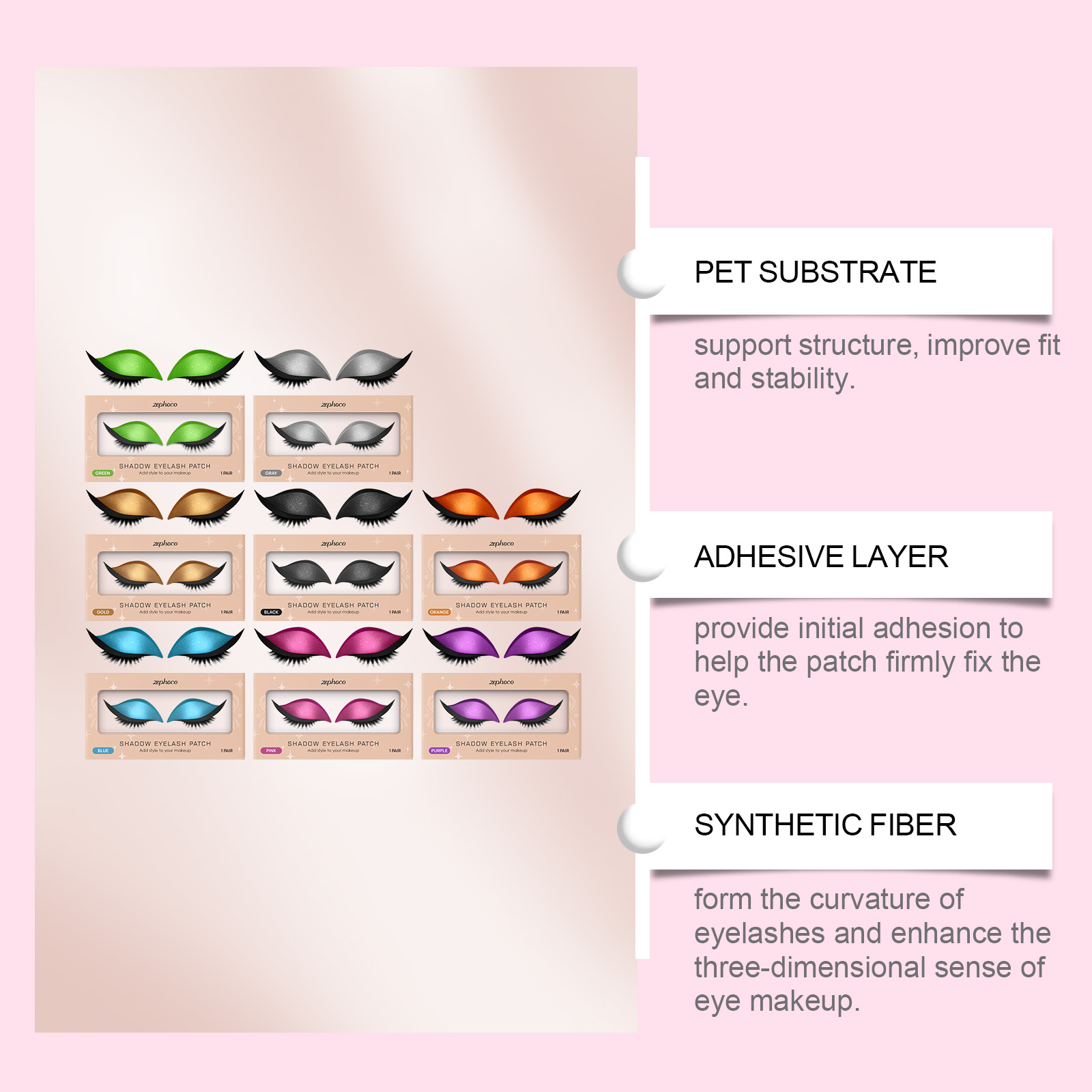 Zephoco Eyeshadow And Eyelash Stickers Portable Eye Makeup Sets_voghion.com