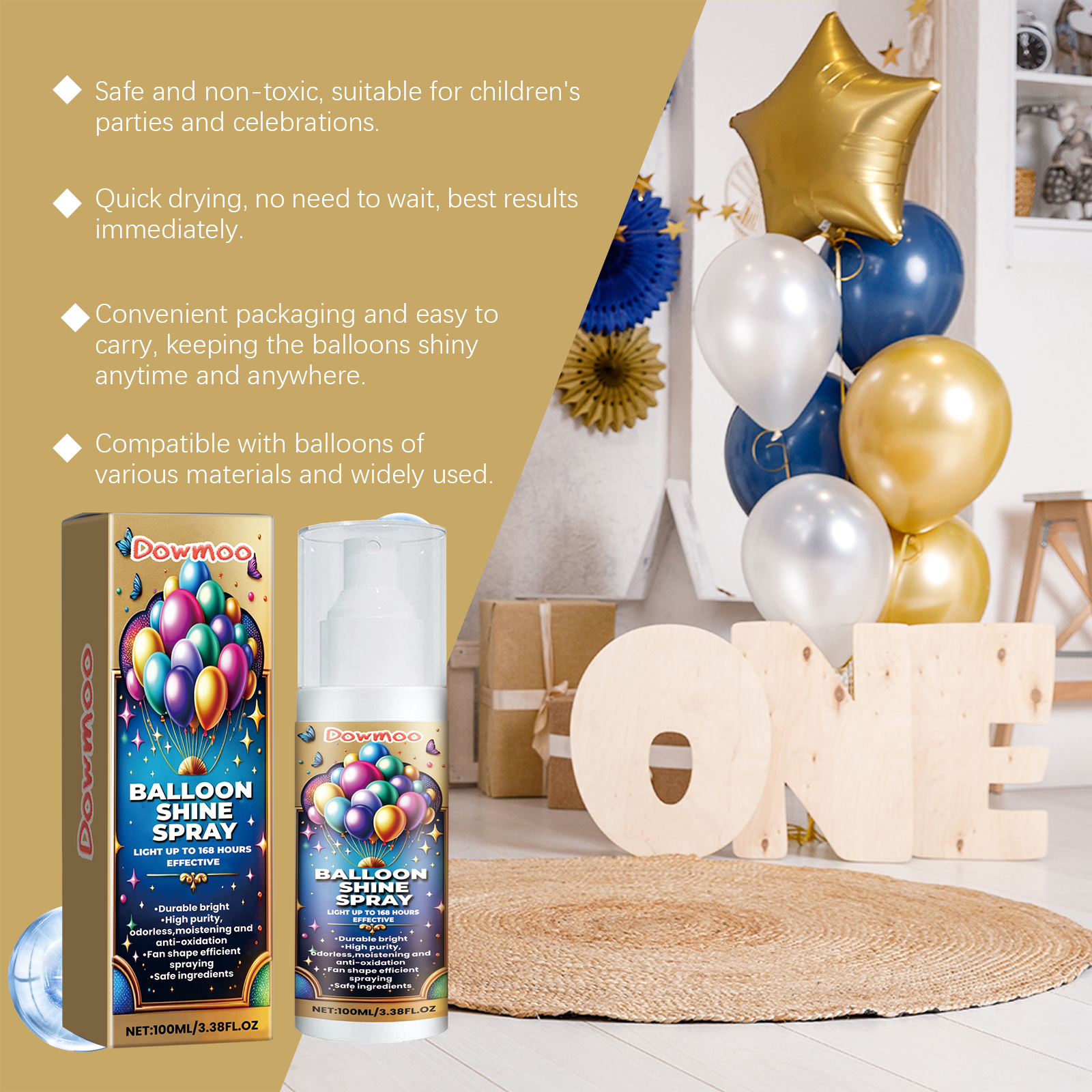 Dowmoo Balloon Gloss Spray, Balloon Surface Brightening To Maintain A Glossy Texture Lasting Shine Atmosphere Spray_voghion.com