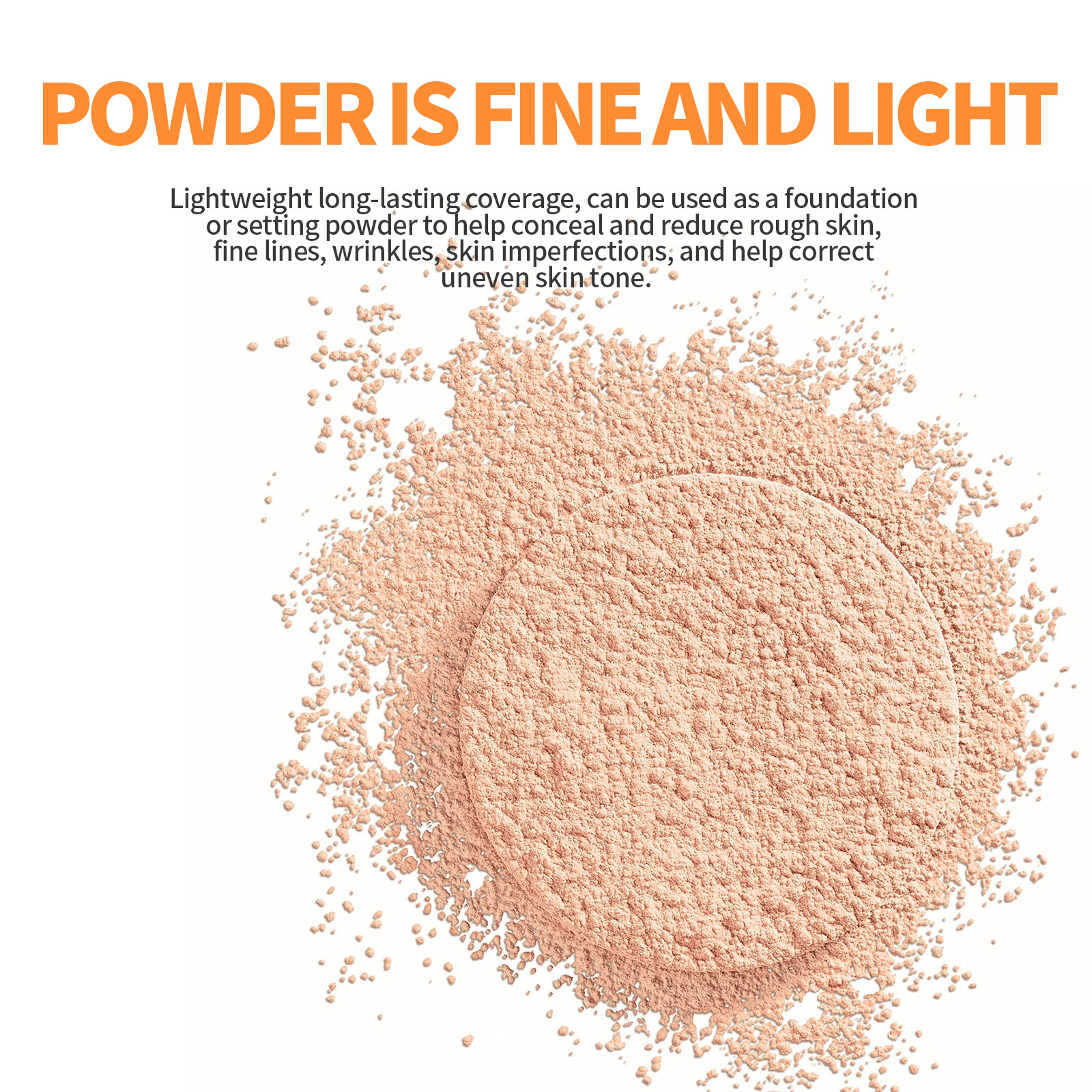 EELHOE Loose Powder, Fade Fine Lines, Waterproof, Sweat Resistant Makeup Natural Concealer Complete Makeup Powder Light And Delicate 3