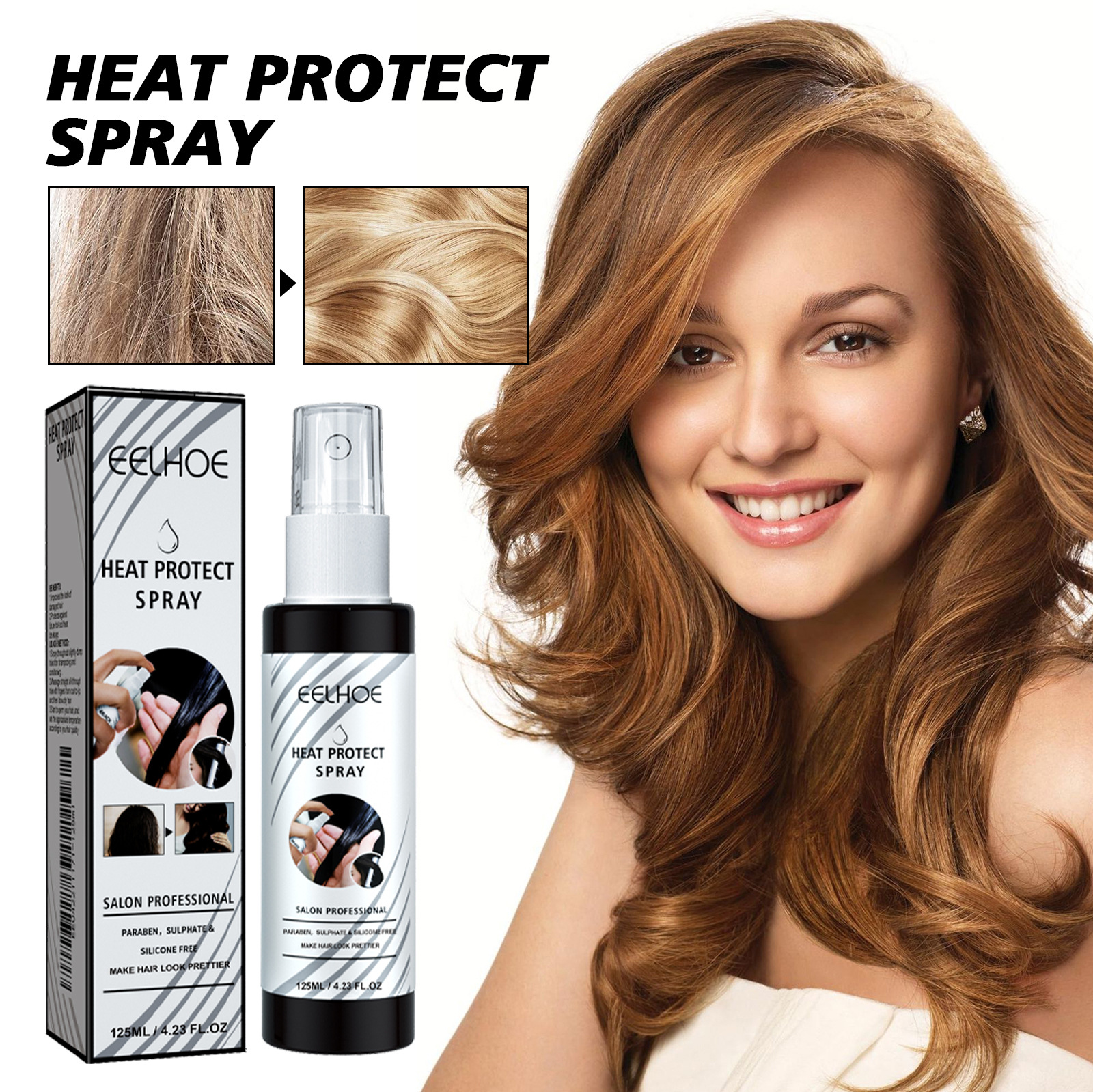 EELHOE EHair Insulation Spray, Pre-Perm Hair Conditioner Moisturizing Thermal Insulation Spray Leave-In 6