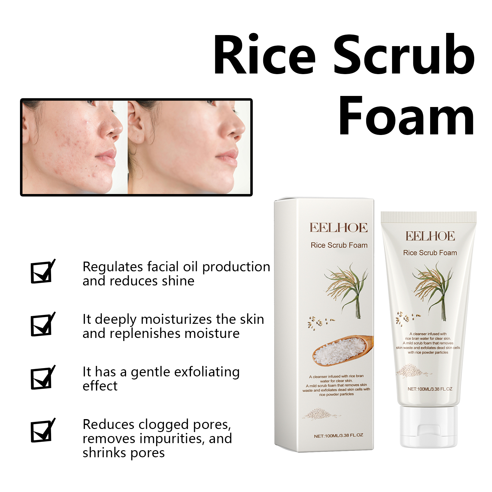 eelhoe-rice-scrub-foam-deeply-clean-firming-pores-repair-facial-dull-skin-shine-white-face eelhoe-rice-scrub-foam-deeply-clean-firming-pores-repair-facial-dull-skin-shine-white-face