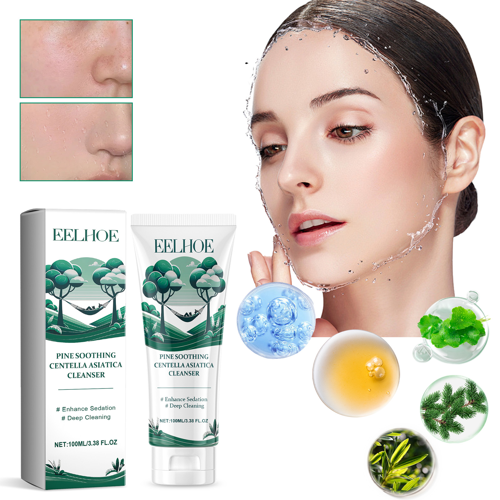 eelhoe-pine-soothing-centella-asiatica-cleanser-deep-clear-pores-soft-moisturizing-skin-moisturizing-non-tight-cleanser