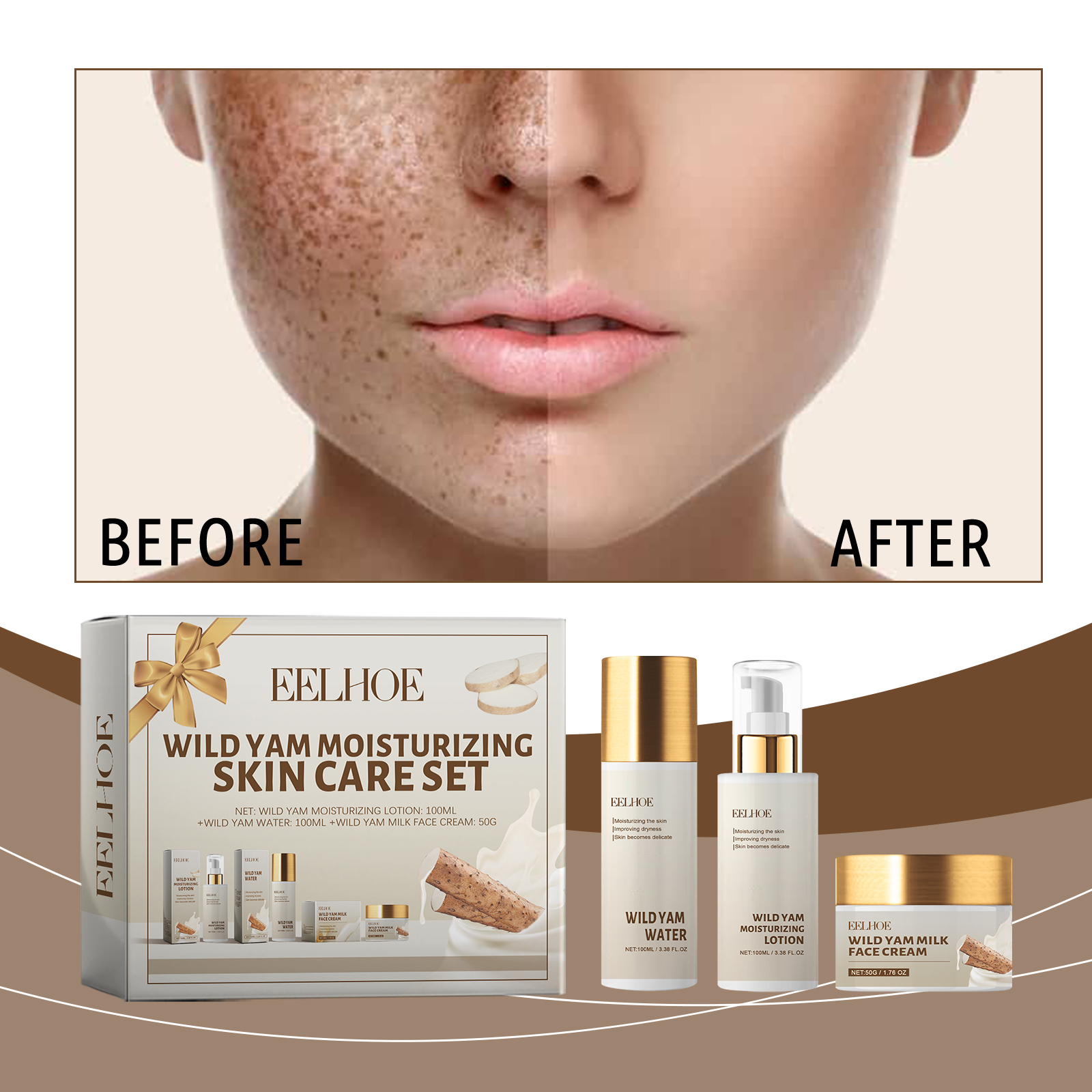 eelhoe-wild-yam-moisturizing-skin-care-set-hydrating-and-moisturizing-skin-care-cream-lotion-refreshing-and-non-greasy