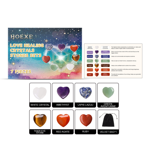 Hoexe 爱心水晶疗愈石套装