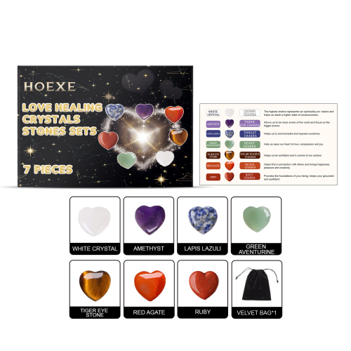 Hoexe  心形疗愈水晶石脉轮套件