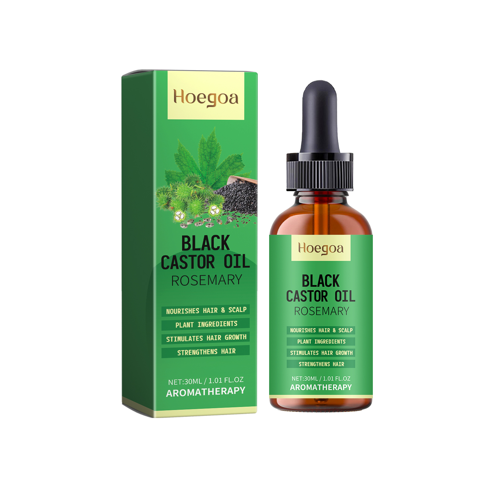 Hoegoa 黑蓖麻密发精油 浓密秀发头发修护柔顺按摩头皮强韧发丝