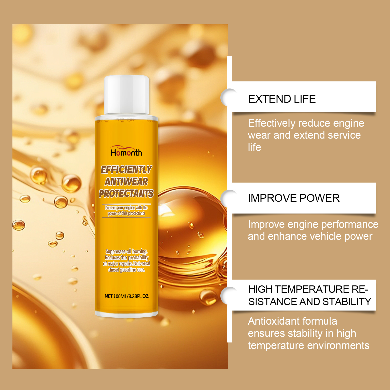 Homonth Engine Anti-Wear Protectant Engine Running-In Protectant Engine Maintenance Oil Additive_voghion.com