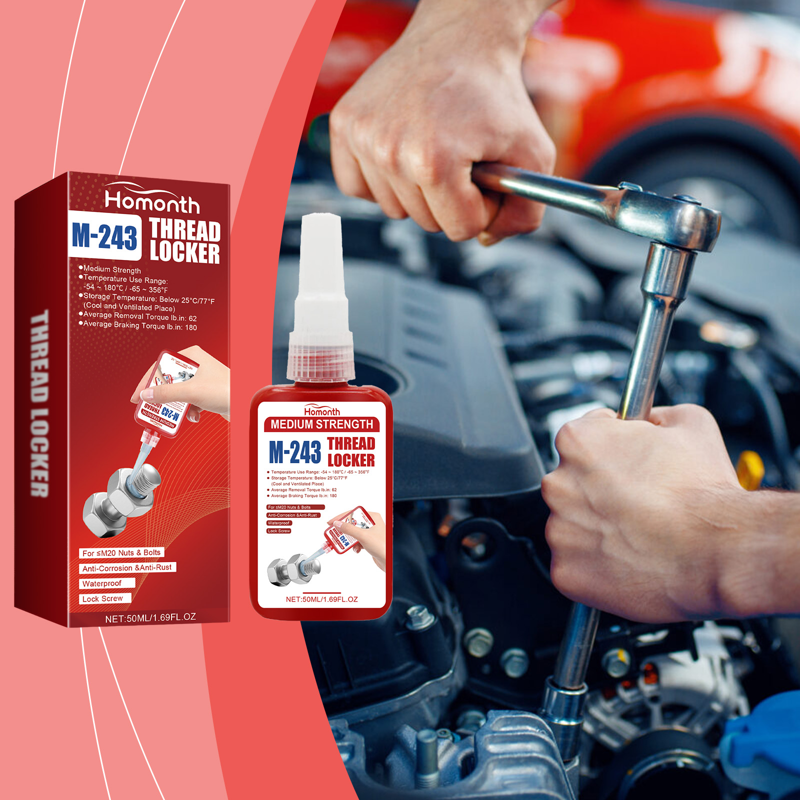 Homonth Automotive Thread Lock Sealant Automotive Special Anti-Thread Lock Nut Bolt Rust Sealant_voghion.com