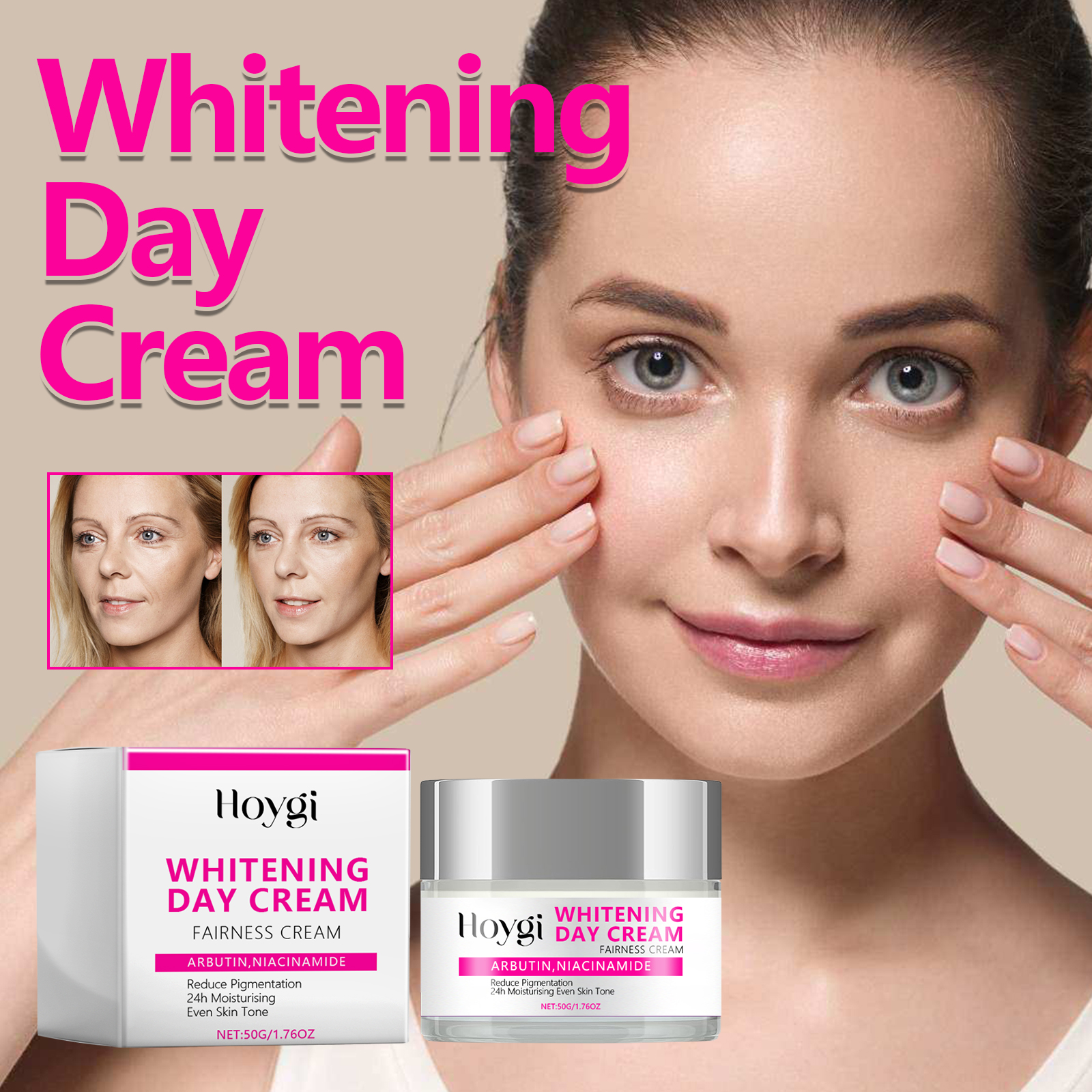 Hoygi Whitening Day Cream, Lighten Facial Fine Lines And Spots Repair Firming Moisturizing Skin Whitening Cream_voghion.com