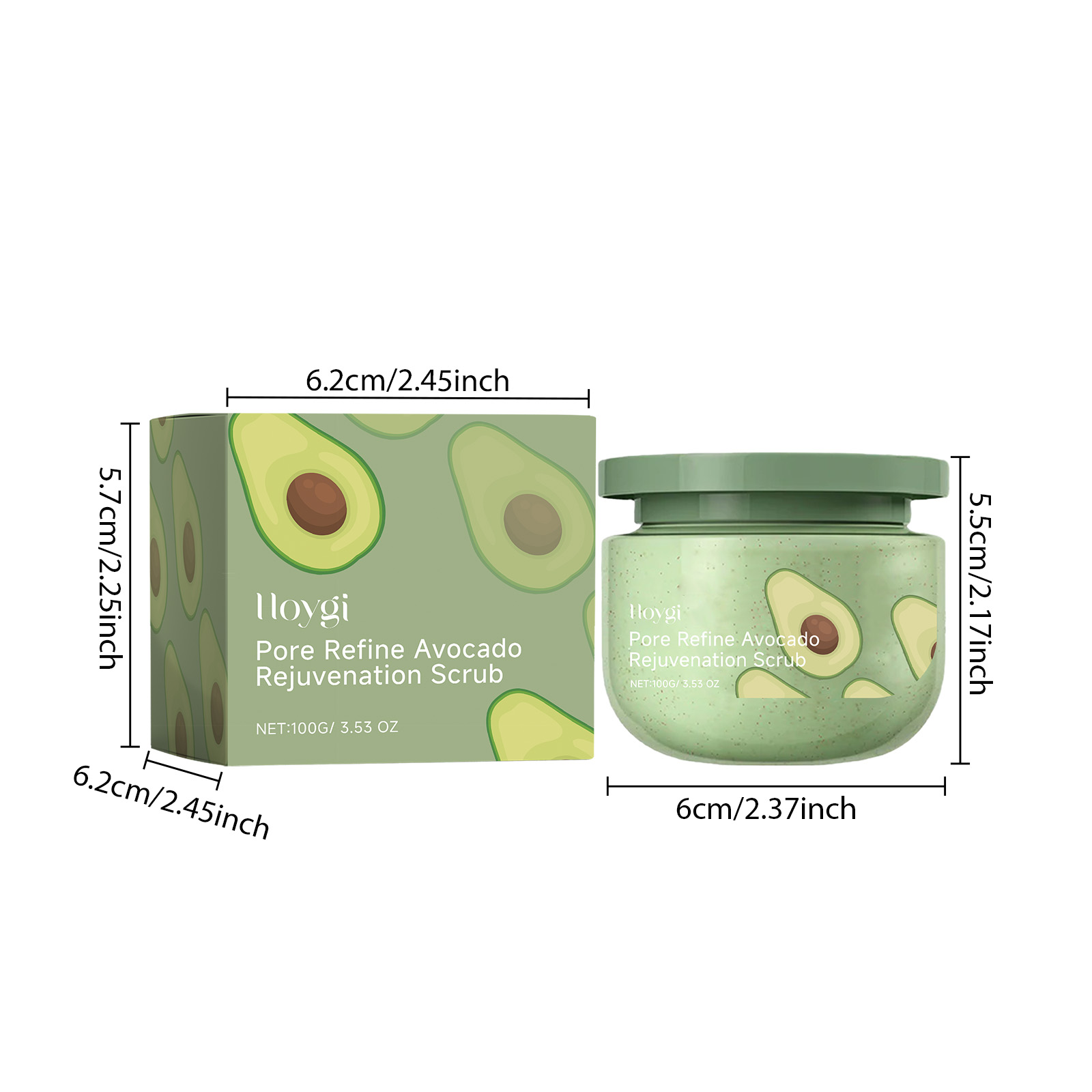 Hoygi Avocado Ice Cream Scrub, Full Body Cleanse Exfoliating Dead Skin Shower Refresh Body Scrub_voghion.com