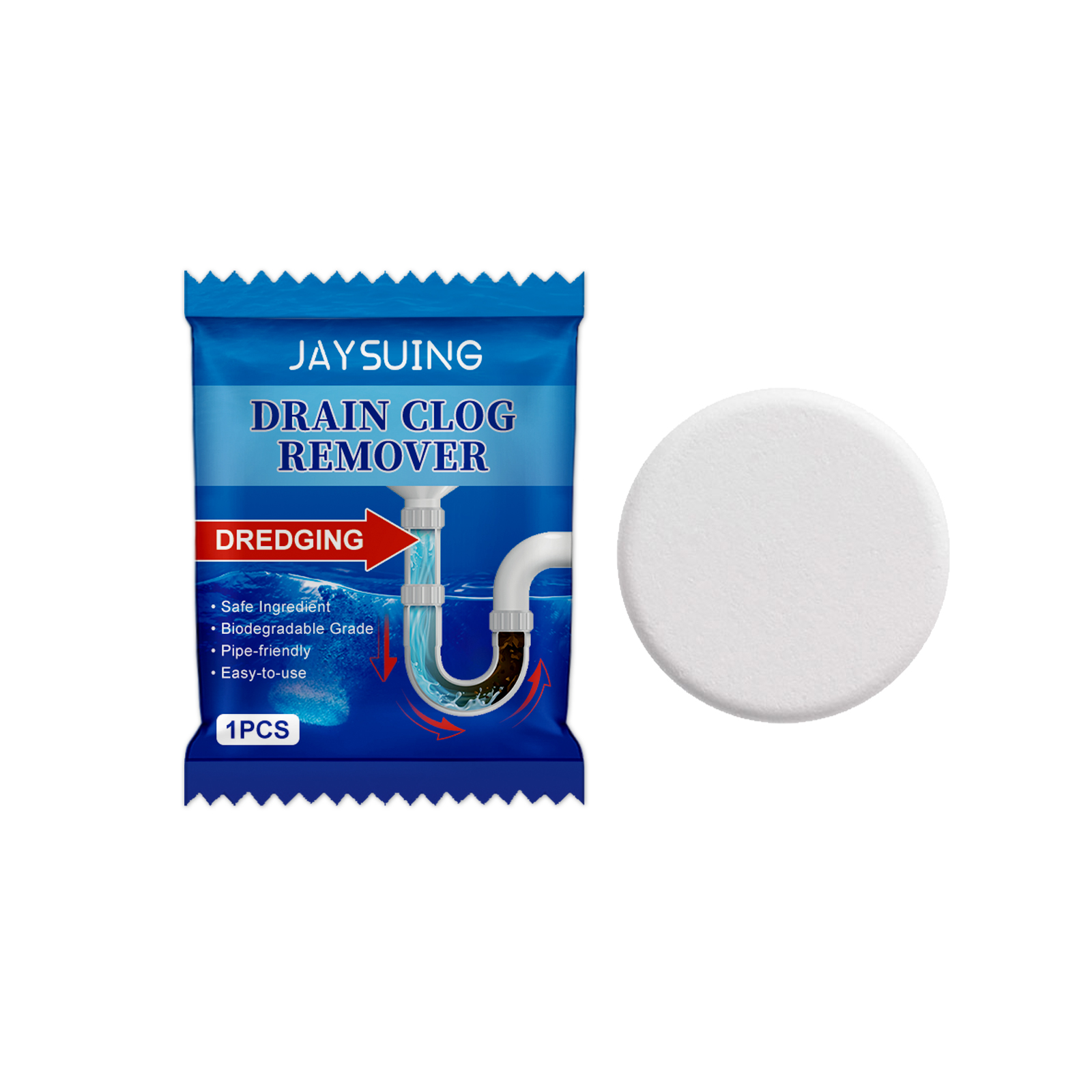 Jaysuing Drain Unclogging Effervescent Tablets - Powerful Debris Dissolver, Fresh & Odor-Free Drains