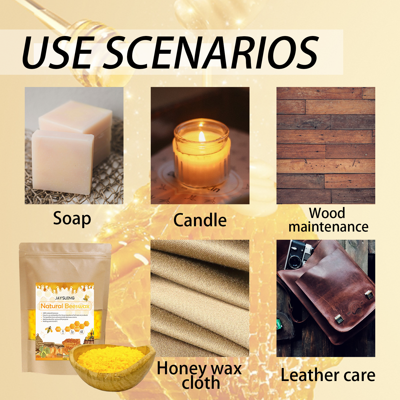 Jaysuing Beeswax Granules, Household Handmade Beeswax Sofa Floor Brightening Maintenance Furniture Leather Care Wax_voghion.com