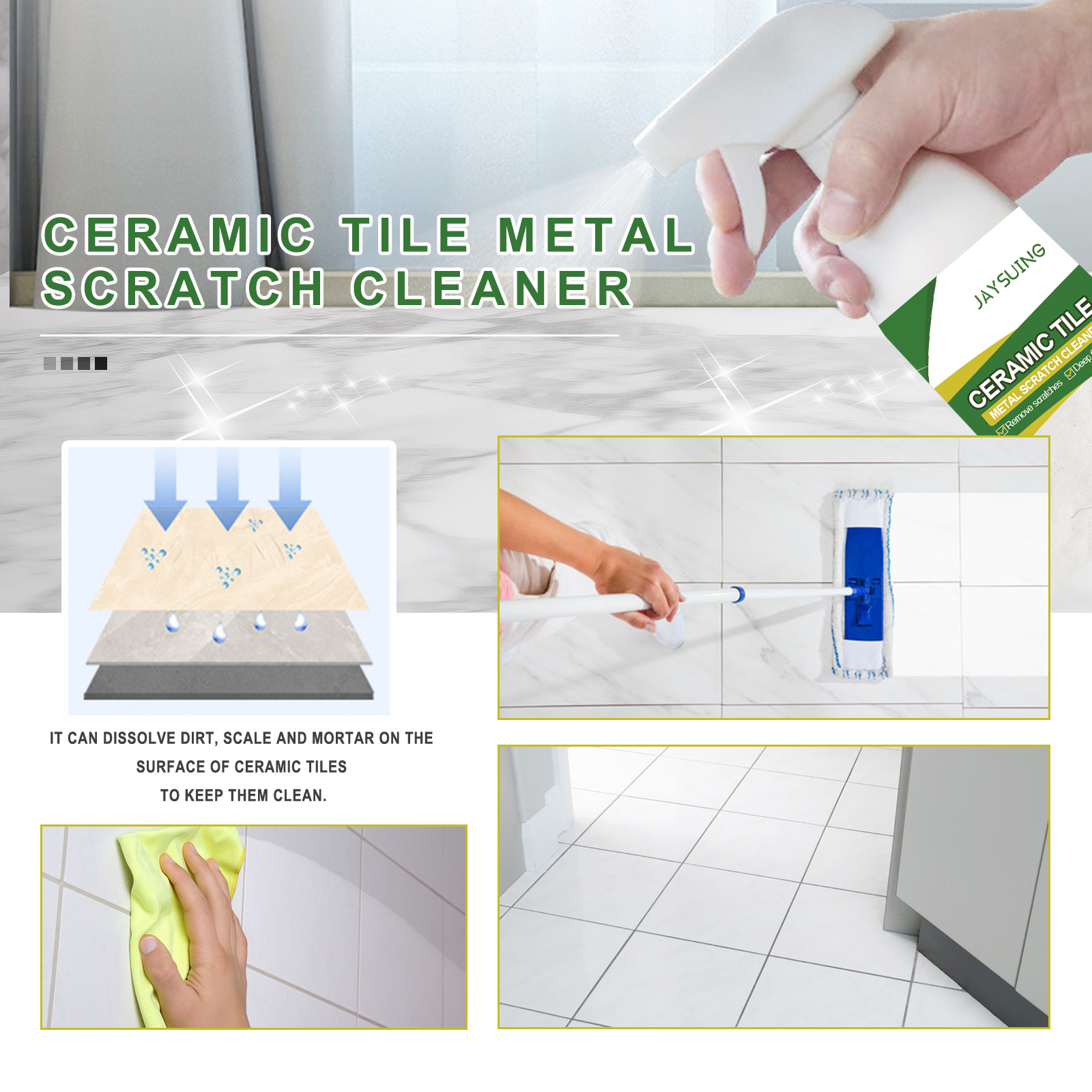 Jaysuing Tile Metal Scratch Cleaner, Bathroom Floor Wall Tile Scratches Repair Cleaning And Brightening_voghion.com