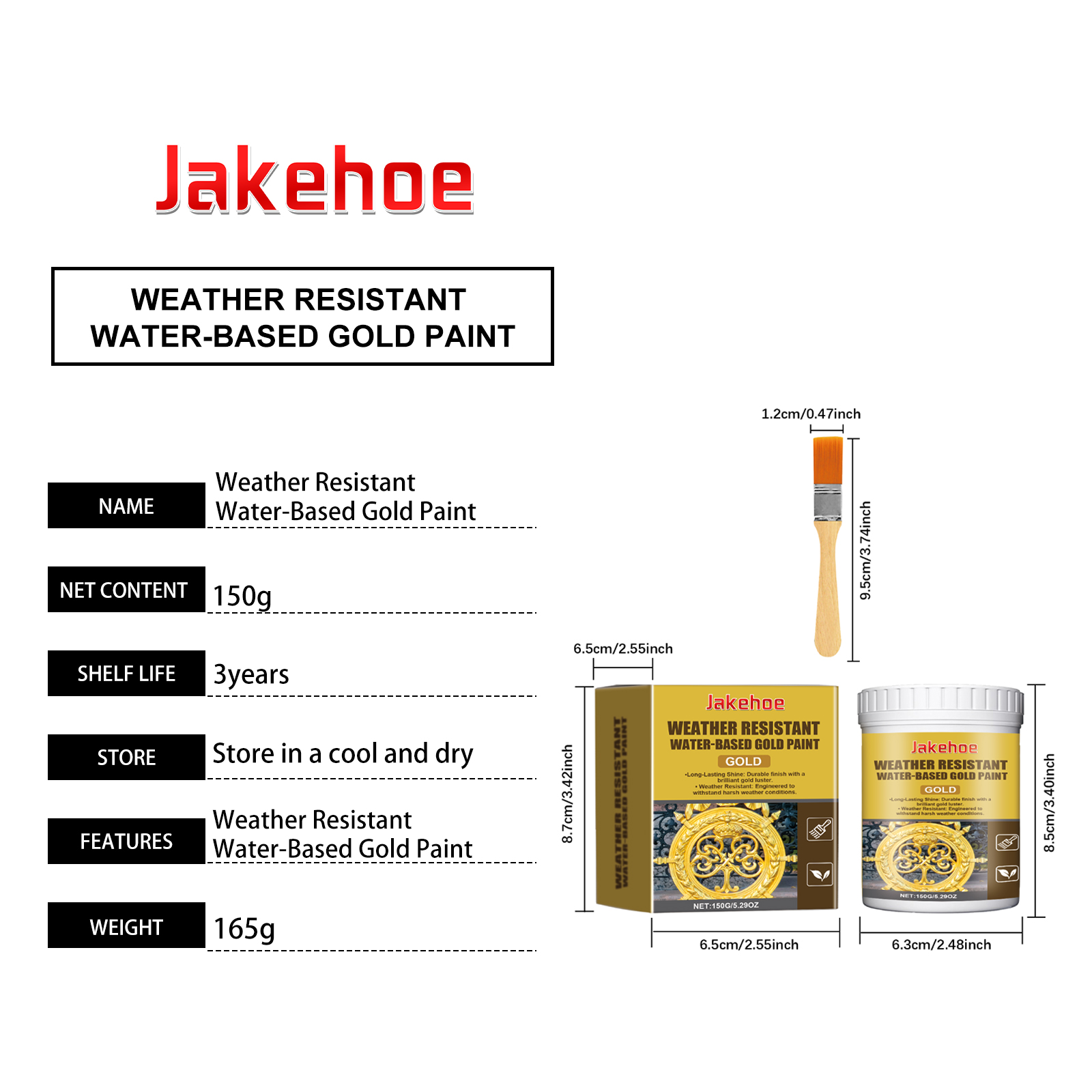 Jakehoe耐候水性金漆金属漆耐候水性罗马柱装饰金漆室外金箔漆-JH