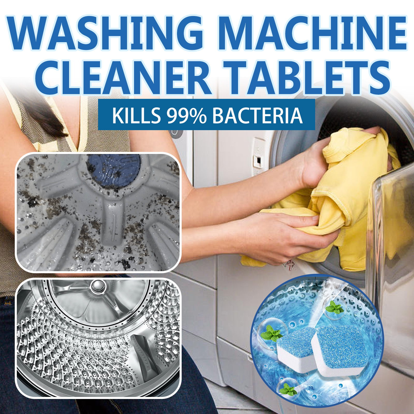 Jakehoe Washing Machine Cleaning Effervescent Tablet, Washing Machine Slot Stain Cleaner Effervescent Tablet Automatic Cleaning_voghion.com