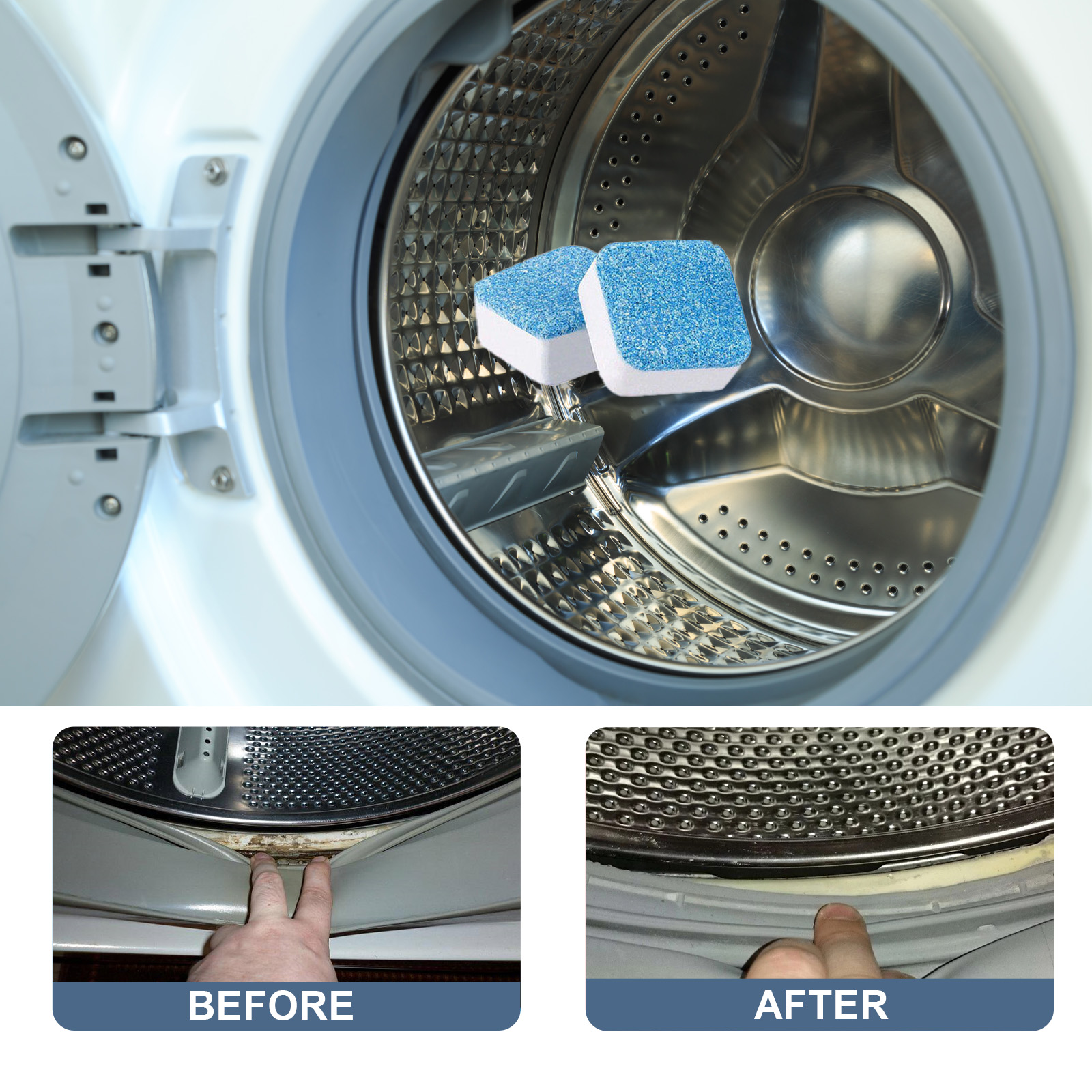 Jakehoe Washing Machine Cleaning Effervescent Tablet, Washing Machine Slot Stain Cleaner Effervescent Tablet Automatic Cleaning_voghion.com