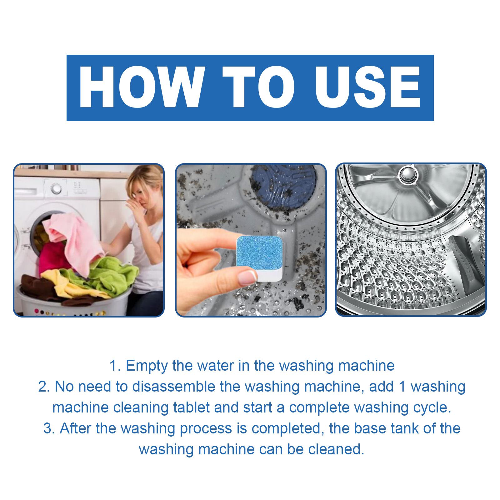 Jakehoe Washing Machine Cleaning Effervescent Tablet, Washing Machine Slot Stain Cleaner Effervescent Tablet Automatic Cleaning_voghion.com