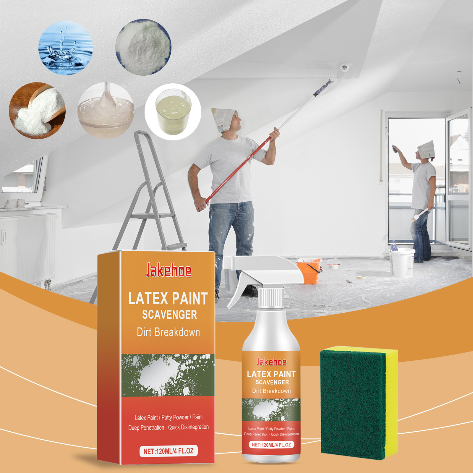 Jakehoe Latex Paint Remover Easily Cleans Decoration Residue Removing Putty Powder Paint Paint Cleaner_voghion.com